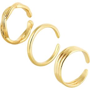 3pcs Toe Rings for Women, 3 Styles Adjustable Open Toe Ring Set Summer Beach Foot Jewelry Fashionable Women's Accessories (Gold) in Kuwait