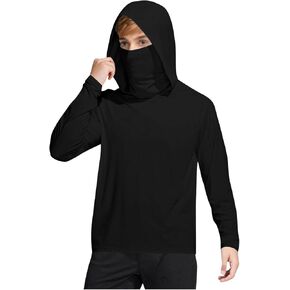 Unisex Kids UPF 50+ Hoodie with Face Mask Ice Silk Long Sleeve Rash Guard Swim Tops Cooling Hiking Shirts 4-15 Years in Saudi Arabia
