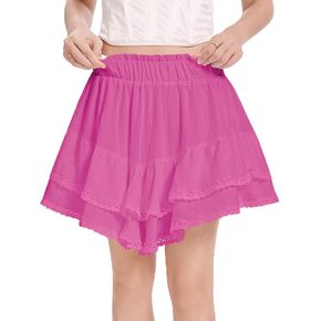 شورتات متدفقات مع جيوب للنساء عالية الخصر الكشكش متدرج Skort Boho mini تنورة الجولف غير الرسمية in Kuwait