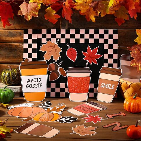 66 Pcs Fall Classroom Bulletin Board Decorations Set Thanksgiving Welcome Fall Cutouts Boho Autumn Bulletin Board Maple Leaf Cutouts for Harvest Party Supplies Home School Door Wall Decor in Saudi Arabia