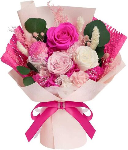 Preserved Flowers Bouquet - Birthday Gifts for Women, Real Flowers for Delivery Prime, Long-Lasting Eternal Rose for Her on Valentines Mothers Day Christmas Anniversary (Purple) in Saudi Arabia