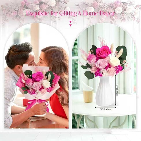 Preserved Flowers Bouquet - Birthday Gifts for Women, Real Flowers for Delivery Prime, Long-Lasting Eternal Rose for Her on Valentines Mothers Day Christmas Anniversary (Purple) in Saudi Arabia