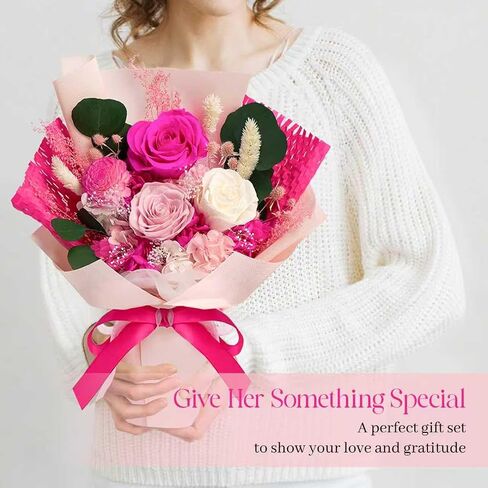 Preserved Flowers Bouquet - Birthday Gifts for Women, Real Flowers for Delivery Prime, Long-Lasting Eternal Rose for Her on Valentines Mothers Day Christmas Anniversary (Purple) in Saudi Arabia