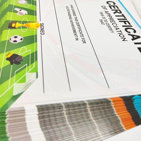 Pop Resin 25 Pack Soccer Award Certificates End of Season Soccer Team Awards 8.5 x 11 Inch - Soccer Ceremony Certificate of Appreciation for Coach Teacher and Kids (Soccer) in Saudi Arabia