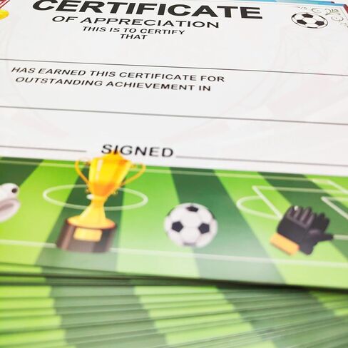 Pop Resin 25 Pack Soccer Award Certificates End of Season Soccer Team Awards 8.5 x 11 Inch - Soccer Ceremony Certificate of Appreciation for Coach Teacher and Kids (Soccer) in Saudi Arabia