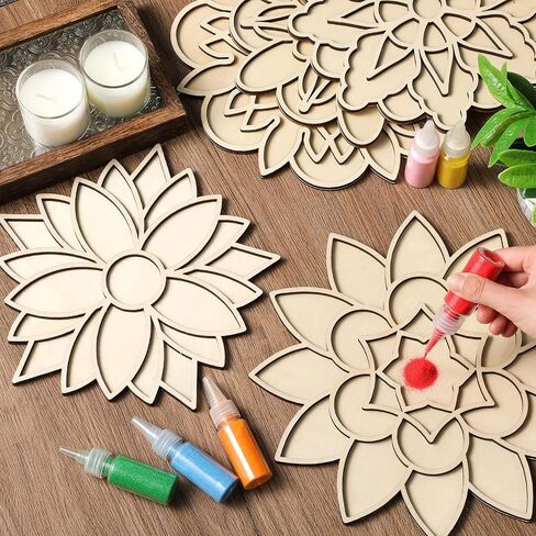 Gilprop 15 Pcs Diwali Mandala Sand Art Kit 6 Reusable Mandala Base 8 Vibrant Rangoli Powder Colors with Brush Diwali Sand Painting for Adults Boys and Girls in Saudi Arabia