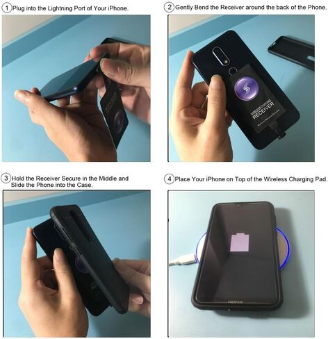 XYX Type C Qi Wireless Charger Receiver Charging Adapter Compatible with Samsung LG Motorola Google Honor All Android Device Type-C in Kuwait