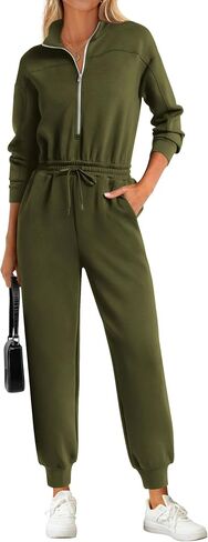 PRETTYGARDEN Long Sleeve Jumpsuits for Women Casual 2025 Fall Fashion Zip Up Pant Rompers One Piece Sweatsuits Travel Outfits in Saudi Arabia