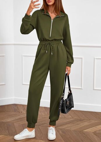 PRETTYGARDEN Long Sleeve Jumpsuits for Women Casual 2025 Fall Fashion Zip Up Pant Rompers One Piece Sweatsuits Travel Outfits in Saudi Arabia