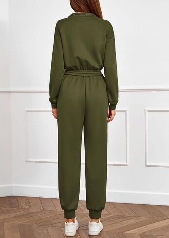 PRETTYGARDEN Long Sleeve Jumpsuits for Women Casual 2025 Fall Fashion Zip Up Pant Rompers One Piece Sweatsuits Travel Outfits in Saudi Arabia