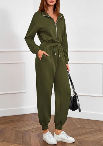 PRETTYGARDEN Long Sleeve Jumpsuits for Women Casual 2025 Fall Fashion Zip Up Pant Rompers One Piece Sweatsuits Travel Outfits in Saudi Arabia
