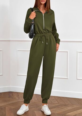 PRETTYGARDEN Long Sleeve Jumpsuits for Women Casual 2025 Fall Fashion Zip Up Pant Rompers One Piece Sweatsuits Travel Outfits in Saudi Arabia