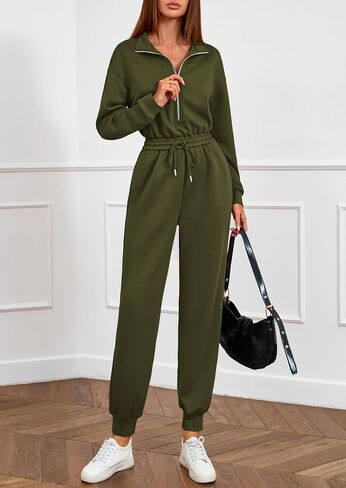 PRETTYGARDEN Long Sleeve Jumpsuits for Women Casual 2025 Fall Fashion Zip Up Pant Rompers One Piece Sweatsuits Travel Outfits in Saudi Arabia