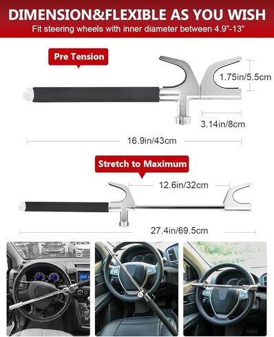 سيارة توجيه السيارة كلمة مرور القفل قفل عجلة القفل مركبة مضادة للسرقة قفل قابلة للتعديل المشبك مزدوج خطاف عالمي الطوارئ مطرقة الكسارة الدفاع عن النفس الأمان in Kuwait