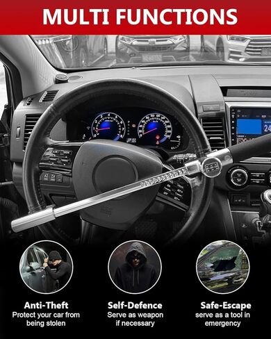 سيارة توجيه السيارة كلمة مرور القفل قفل عجلة القفل مركبة مضادة للسرقة قفل قابلة للتعديل المشبك مزدوج خطاف عالمي الطوارئ مطرقة الكسارة الدفاع عن النفس الأمان in Kuwait