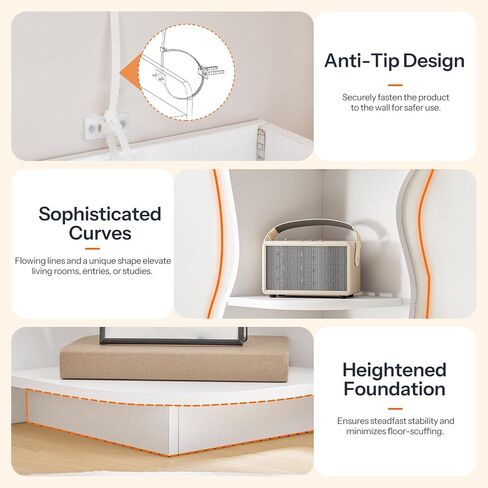 HOOBRO Corner Shelf with Light, 5-Tier Modern Corner Bookshelf, Stylish Display Bookcase，Wooden Open Book Shelf Storage Rack for Small Spaces, Living Room, Home Office, White WT67DCJ01 in Saudi Arabia