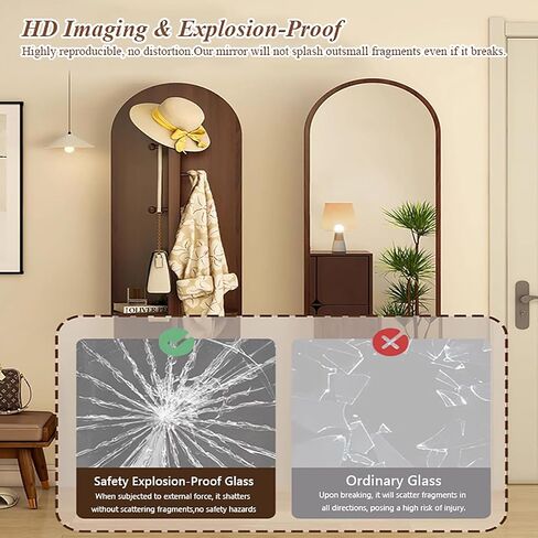 Rotating Oval Full Length Mirror with Coat Rack,Modern Standing Floor Mirror with Storage Shelf & Hooks,Swivel Solid Wood Coat Hanger for Hallway, Bedroom,Living Room(65" L x 16" W, Wood) in Saudi Arabia