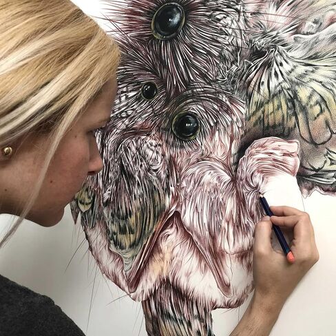 Blooming – Original Nature Inspired Drawing | Color Pencil Wall Art on Paper | Large 36x28 in Contemporary Artwork by Lisyanet Rodriguez in Saudi Arabia