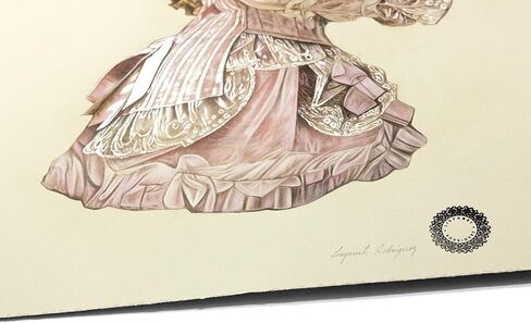 “Dressed Up" – Original Color Pencil Drawing on Paper, Handmade Fine Art Doll Illustration by Lisyanet Rodriguez in Saudi Arabia