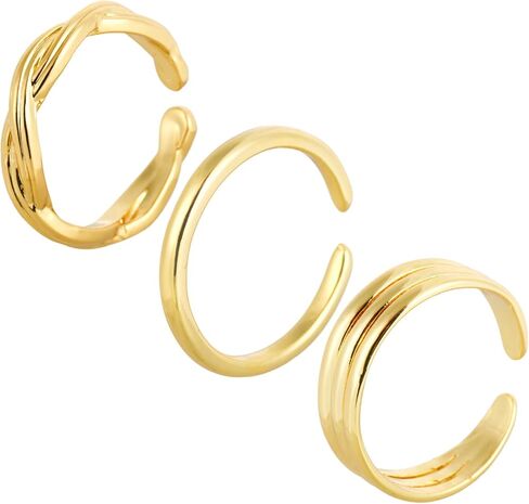 3pcs Toe Rings for Women, 3 Styles Adjustable Open Toe Ring Set Summer Beach Foot Jewelry Fashionable Women's Accessories (Gold) in Saudi Arabia