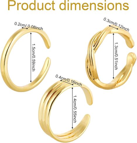 3pcs Toe Rings for Women, 3 Styles Adjustable Open Toe Ring Set Summer Beach Foot Jewelry Fashionable Women's Accessories (Gold) in Saudi Arabia