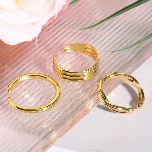 3pcs Toe Rings for Women, 3 Styles Adjustable Open Toe Ring Set Summer Beach Foot Jewelry Fashionable Women's Accessories (Gold) in Saudi Arabia