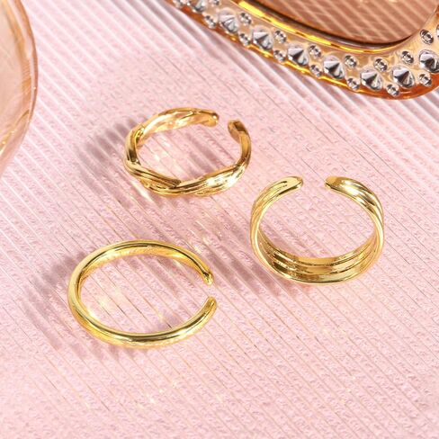 3pcs Toe Rings for Women, 3 Styles Adjustable Open Toe Ring Set Summer Beach Foot Jewelry Fashionable Women's Accessories (Gold) in Saudi Arabia