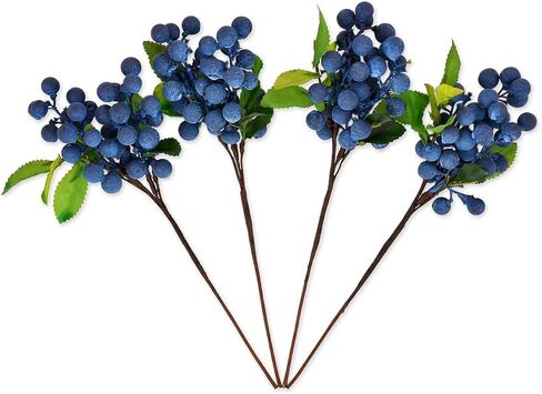 DS. DISTINCTIVE STYLE Artificial Blueberries 4 Pieces Lifelike Faux Fruit Berries Fake Flowers for Decoration (Blue) in Saudi Arabia