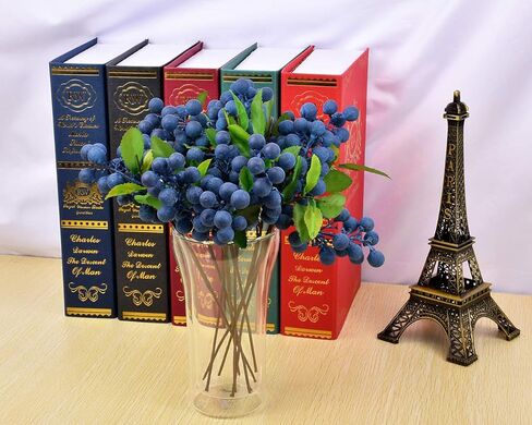 DS. DISTINCTIVE STYLE Artificial Blueberries 4 Pieces Lifelike Faux Fruit Berries Fake Flowers for Decoration (Blue) in Saudi Arabia