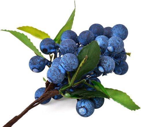 DS. DISTINCTIVE STYLE Artificial Blueberries 4 Pieces Lifelike Faux Fruit Berries Fake Flowers for Decoration (Blue) in Saudi Arabia