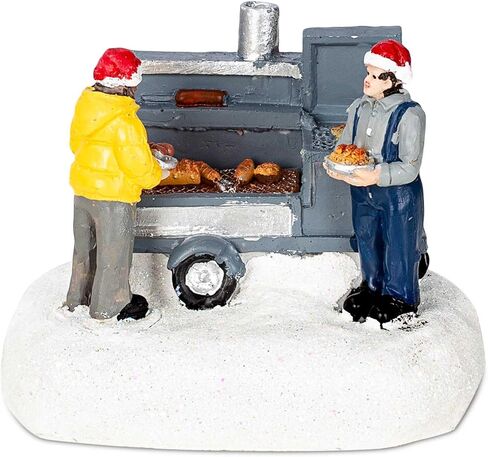 Christmas Village Accessories Figurines Scene with LED Light, Battery Operated(3V) not Included (Grilling) in Kuwait