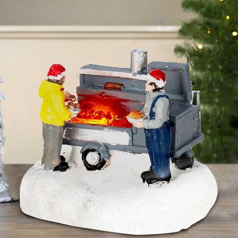 Christmas Village Accessories Figurines Scene with LED Light, Battery Operated(3V) not Included (Grilling) in Kuwait