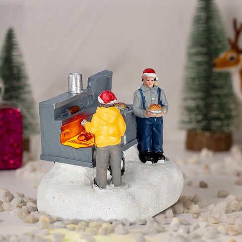 Christmas Village Accessories Figurines Scene with LED Light, Battery Operated(3V) not Included (Grilling) in Kuwait