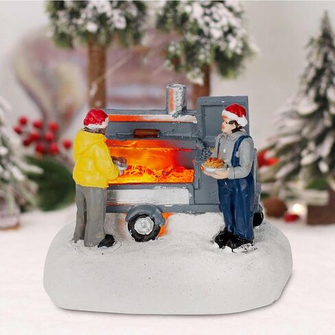 Christmas Village Accessories Figurines Scene with LED Light, Battery Operated(3V) not Included (Grilling) in Kuwait