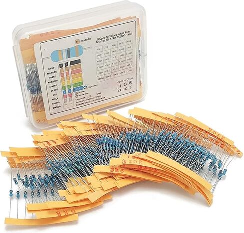 1/4W 30 values Metal Film Resistor assortment Kit 10R-1M Resistor Pack,50 values 1% Set of resistors 1R-10M DIY Assorted Kit(500pcs-Without box) in Saudi Arabia