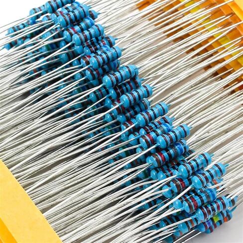 1/4W 30 values Metal Film Resistor assortment Kit 10R-1M Resistor Pack,50 values 1% Set of resistors 1R-10M DIY Assorted Kit(500pcs-Without box) in Saudi Arabia
