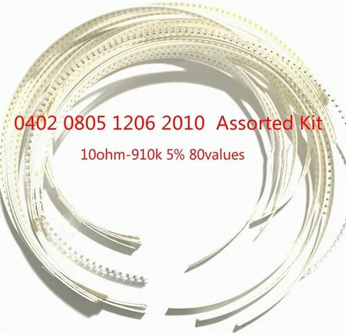 10OHM-910K KITTORS KIT 80VALUES 5 ٪ SMD ROUSTOR 0402/0805/1206/2010 KITS 10R 100R 1K 10K 100K 1.2K 12K 120K (2010-800PCS) in Kuwait