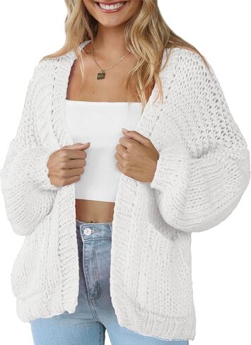 Women's Cardigan Soft Pocketed Long Sleeves Casual Knitted Open Front Cardigans Lightweight Sweaters in Saudi Arabia