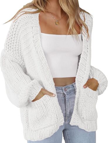 Women's Cardigan Soft Pocketed Long Sleeves Casual Knitted Open Front Cardigans Lightweight Sweaters in Saudi Arabia