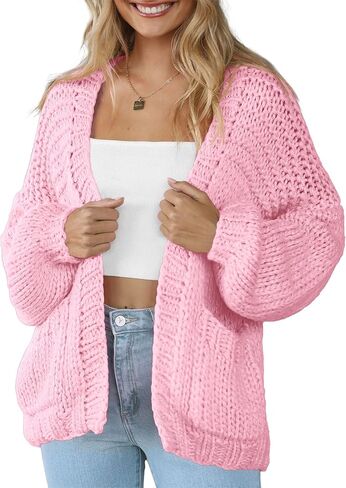 Women's Cardigan Soft Pocketed Long Sleeves Casual Knitted Open Front Cardigans Lightweight Sweaters in Saudi Arabia