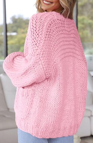 Women's Cardigan Soft Pocketed Long Sleeves Casual Knitted Open Front Cardigans Lightweight Sweaters in Saudi Arabia