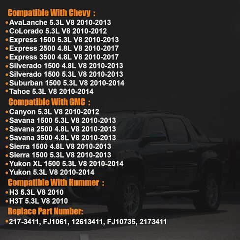 2010-2017 Fuel Injectors 8PS Compatible for Chevrolet Express Silverado 1500 Suburban Tahoe, GMC Canyon Savana 1500 2500 3500 Sierra Yukon XL 1500, Hummer H3 H3T 4.8L 5.3L Replace 12613411 in Kuwait