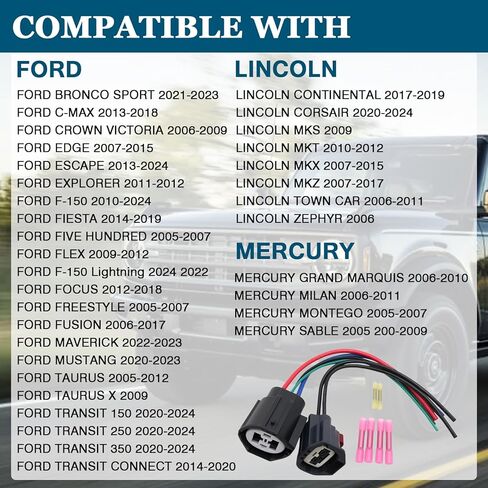 Cooling Fan Control Control Control Module Module Connector Pigtair Wiring Harness Close التوافق مع Ford F-150 Focus Fusion Escape Taurus Lincoln MKZ MKX Mercury Milan application for 9U2Z14S411LB WPT-1361 in Kuwait
