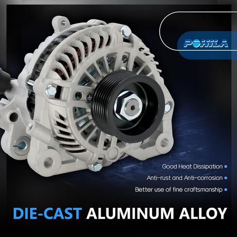 Alternator 12V 80Amp Compatible with Honda Civic 2006 2007 2008 2009 2010 2011 L4 1.8L, CW 7-Groove Pulley, Replace# 11176N, 31100RNAA01, 31100RNAA012M2 in Saudi Arabia