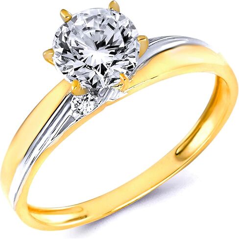 The World Jewelry Center Ladies 14k Yellow Gold Engagement Ring and Wedding Band Bridal Set in Saudi Arabia