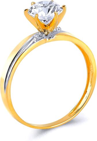 The World Jewelry Center Ladies 14k Yellow Gold Engagement Ring and Wedding Band Bridal Set in Saudi Arabia