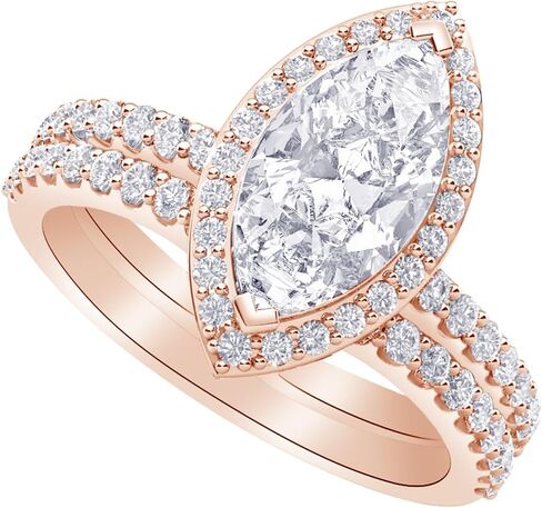 1-8 Carat (ctw) White Gold Marquise Cut LAB GROWN Diamond Halo Marquise Matching Diamond Wedding Bridal Set (Color D-E Clarity VS1-VS2) in Saudi Arabia