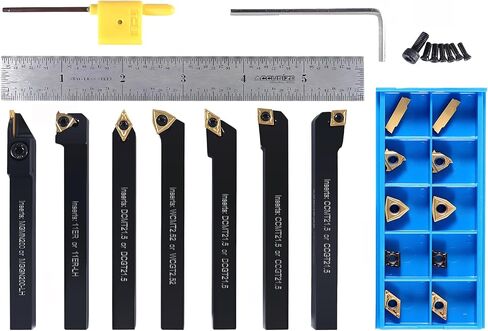 Accusize Industrial Tools 3/8'' Shank 7 Pc Indexable Carbide Turning Tool Set in Fitted Box, 2387-2003 in Kuwait