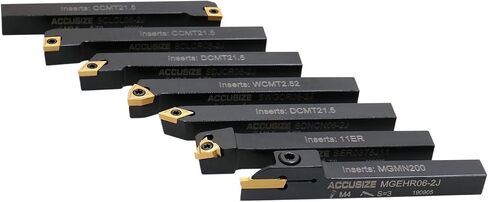 Accusize Industrial Tools 3/8'' Shank 7 Pc Indexable Carbide Turning Tool Set in Fitted Box, 2387-2003 in Kuwait