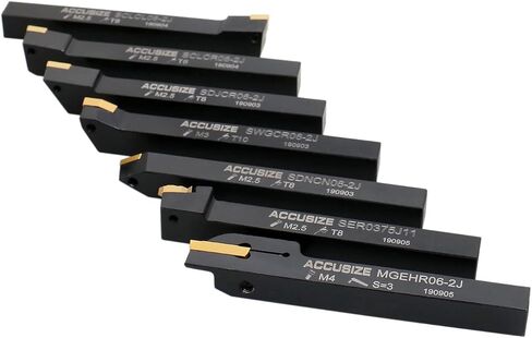 Accusize Industrial Tools 3/8'' Shank 7 Pc Indexable Carbide Turning Tool Set in Fitted Box, 2387-2003 in Kuwait